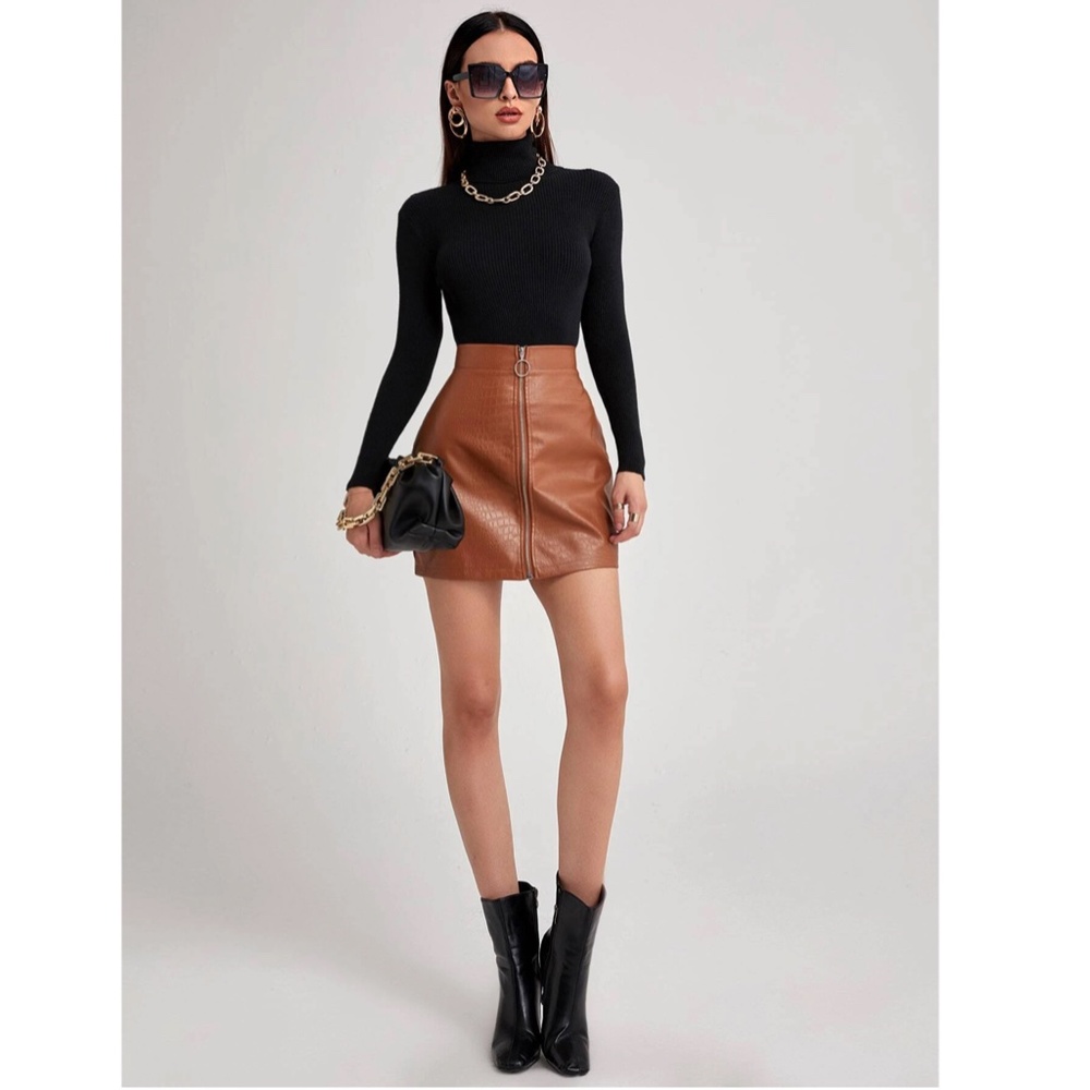 Black Rib Knit Turtle Neck Sweater Top - Picture 5 of 8